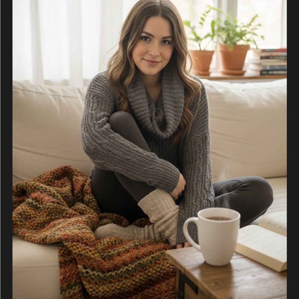Eight Eight Eight Charcoal Cowl Neck Sweater